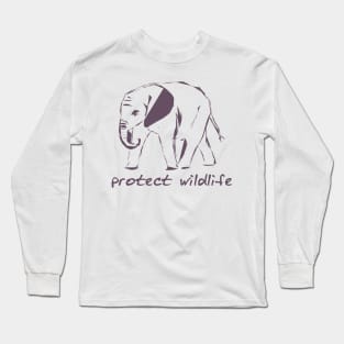 protect wildlife - elephant sketch Long Sleeve T-Shirt